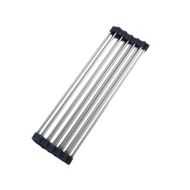Roll-Up Sink Drying Rack (304 Stainless + Silicone)